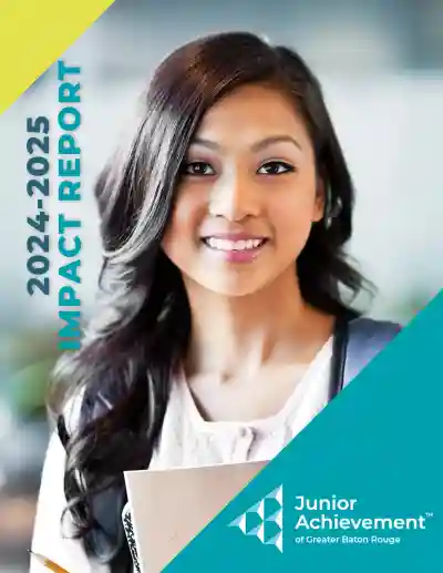 Cover of the 24-25 Mission Impact report with Asian high school female